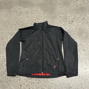 CHROME Windbreaker Black Full Zip Stand Collar Snap Pocket Size Small